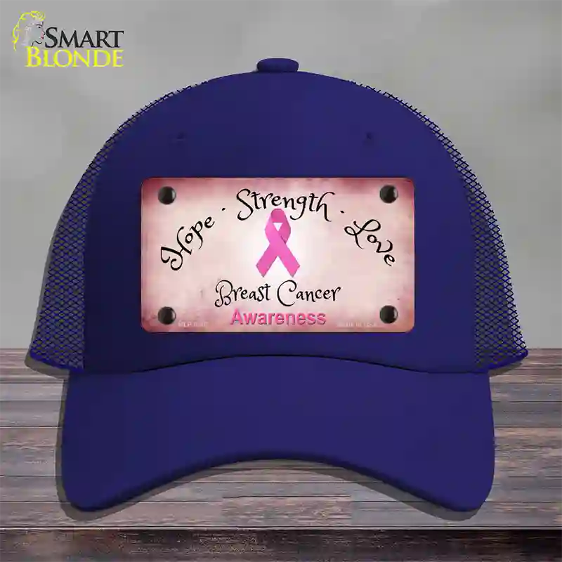 Breast Cancer Ribbon Pink Novelty License Plate Hat Mesh / Royal Blue