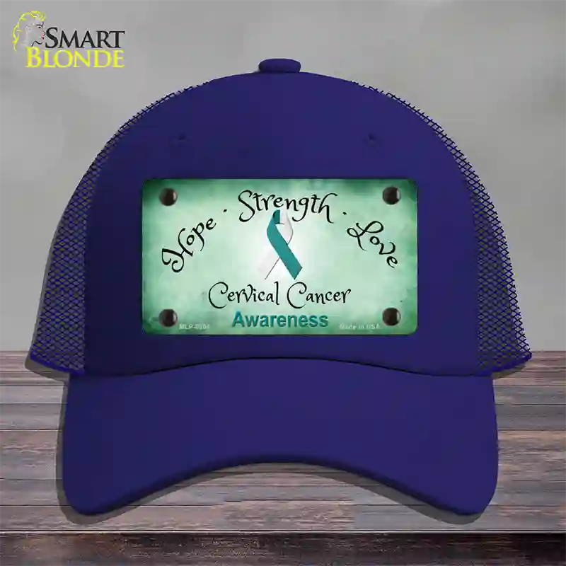 Cervical Cancer Ribbon Novelty License Plate Hat Mesh / Royal Blue