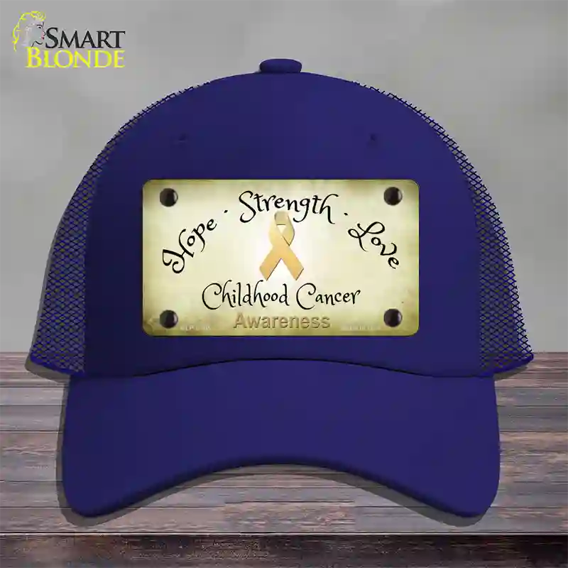 Childhood Cancer Ribbon Novelty License Plate Hat Mesh / Royal Blue