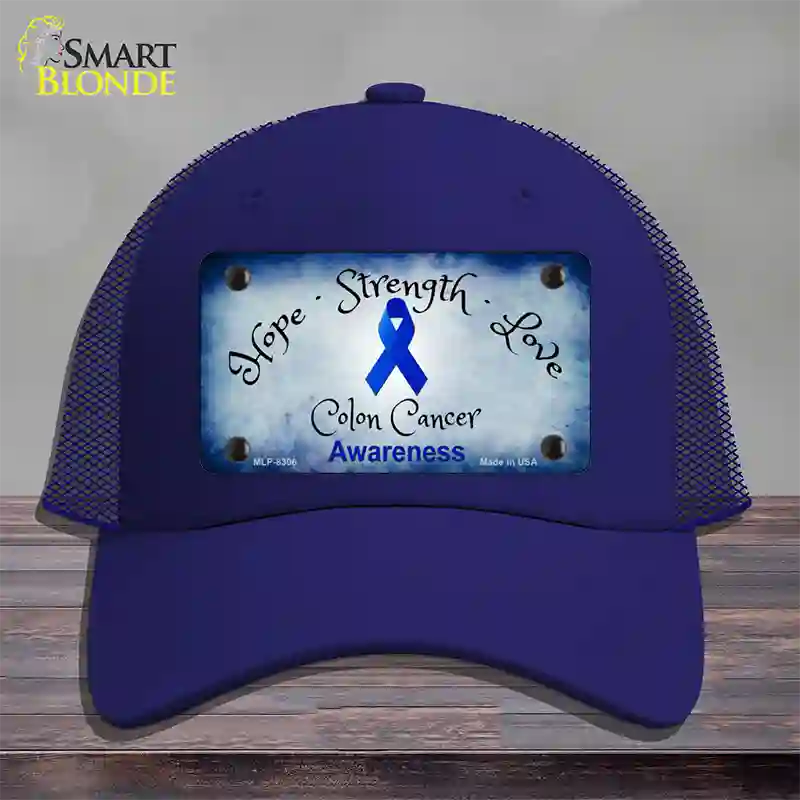 Colon Cancer Ribbon Novelty License Plate Hat Mesh / Royal Blue