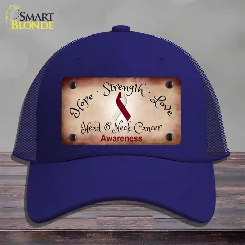 Head and Neck Cancer Ribbon Novelty License Plate Hat Mesh / Royal Blue