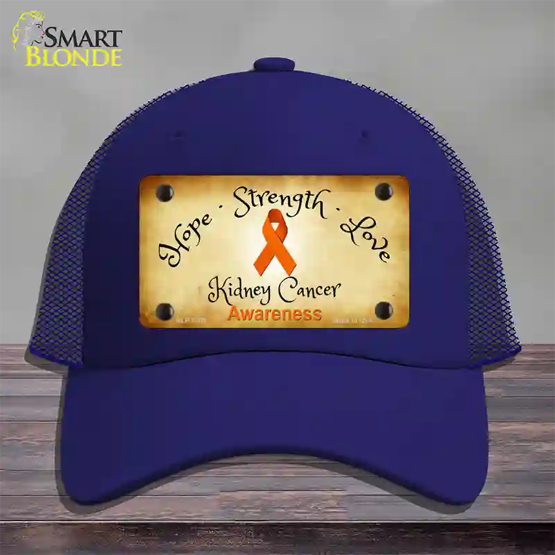 Kidney Cancer Ribbon Novelty License Plate Hat Mesh / Royal Blue