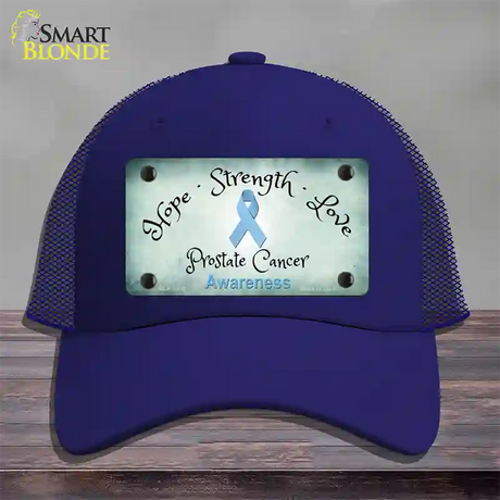 Prostate Ribbon Novelty License Plate Hat Mesh / Royal Blue