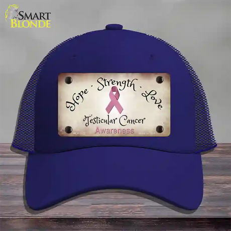 Testicular Cancer Ribbon Novelty License Plate Hat Mesh / Royal Blue