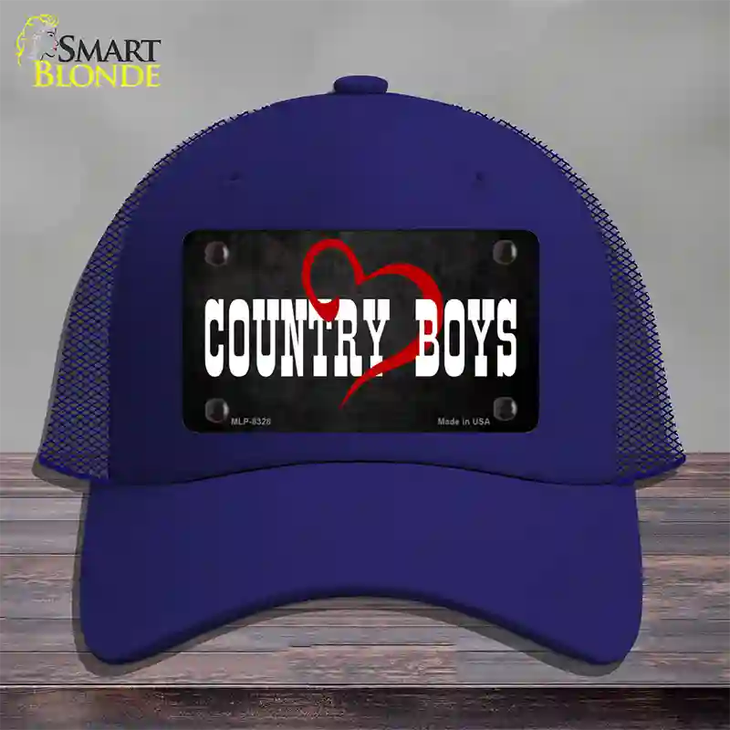 Country Boys Novelty License Plate Hat Mesh / Royal Blue