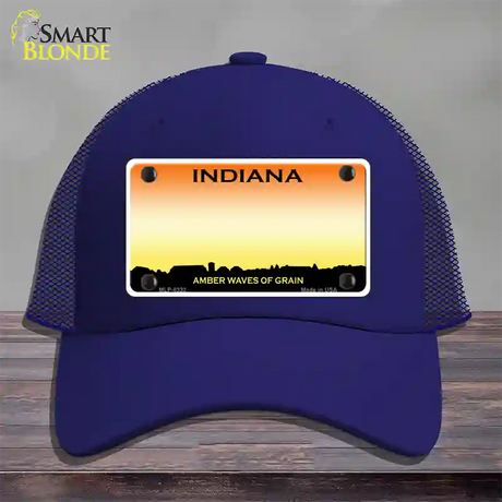 Indiana Amber Blank Novelty License Plate Hat Mesh / Royal Blue