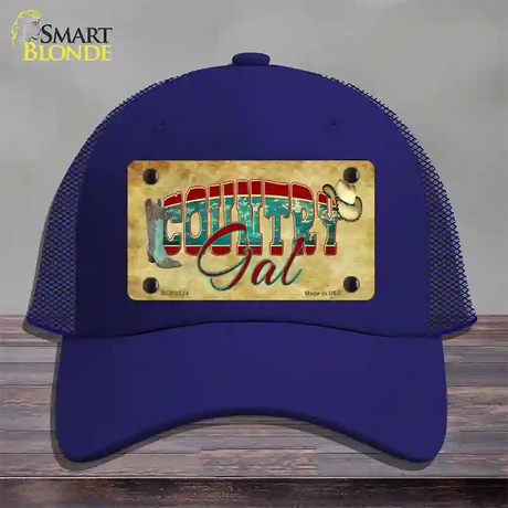 Country Gal Novelty License Plate Hat Mesh / Royal Blue