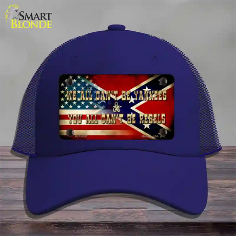 We All Cant Be Yankees Novelty License Plate Hat Mesh / Royal Blue