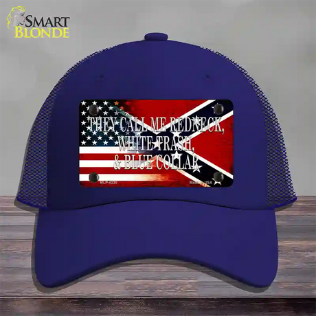 They Call Me Redneck Novelty License Plate Hat Mesh / Royal Blue