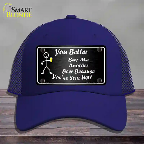 Buy Me Another Beer Novelty License Plate Hat Mesh / Royal Blue