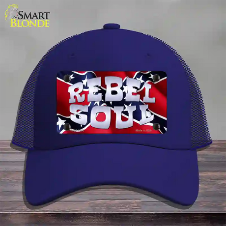 Rebel Soul Novelty License Plate Hat Mesh / Royal Blue