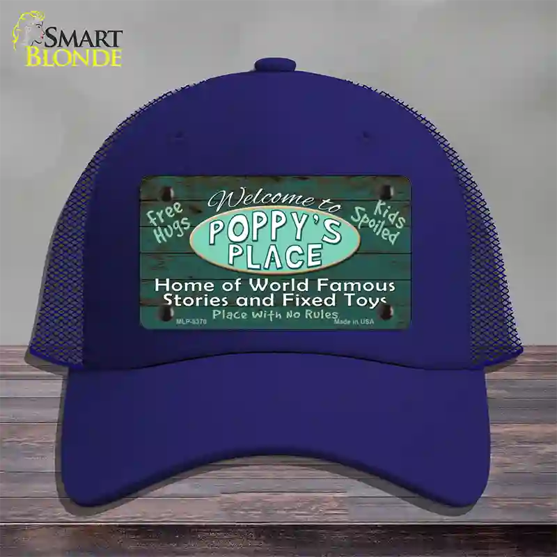 Poppys Place Novelty License Plate Hat Mesh / Royal Blue