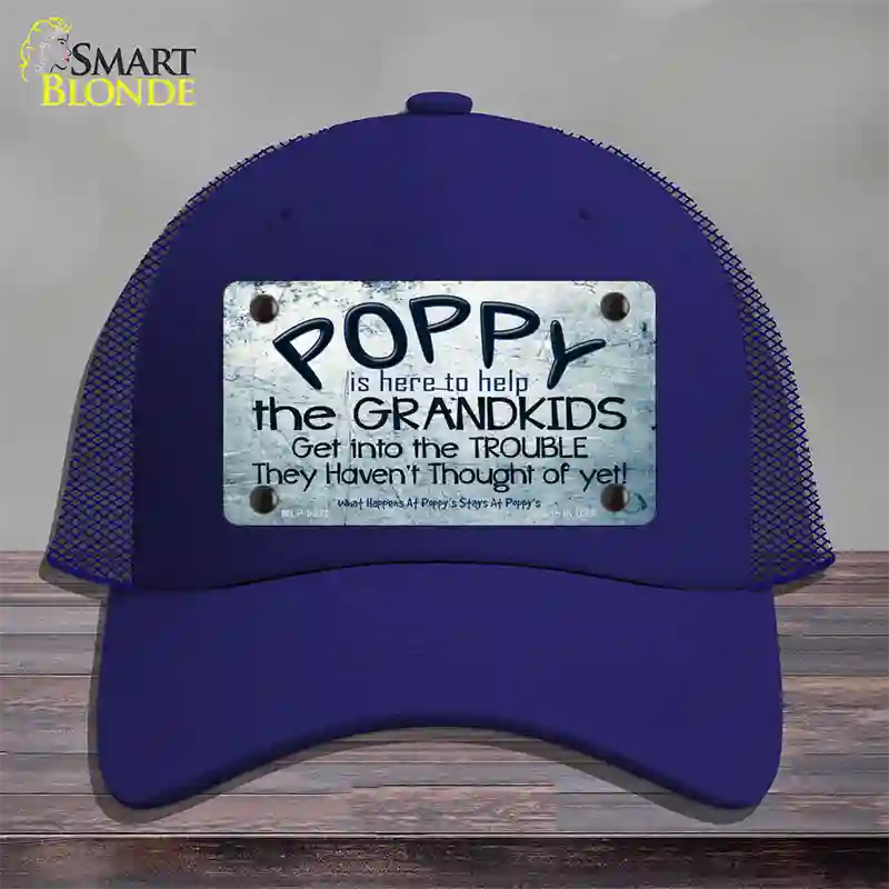 Poppy Is Here To Help Novelty License Plate Hat Mesh / Royal Blue