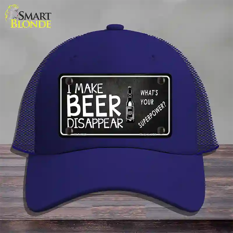 I Make Beer Disappear Novelty License Plate Hat Mesh / Royal Blue