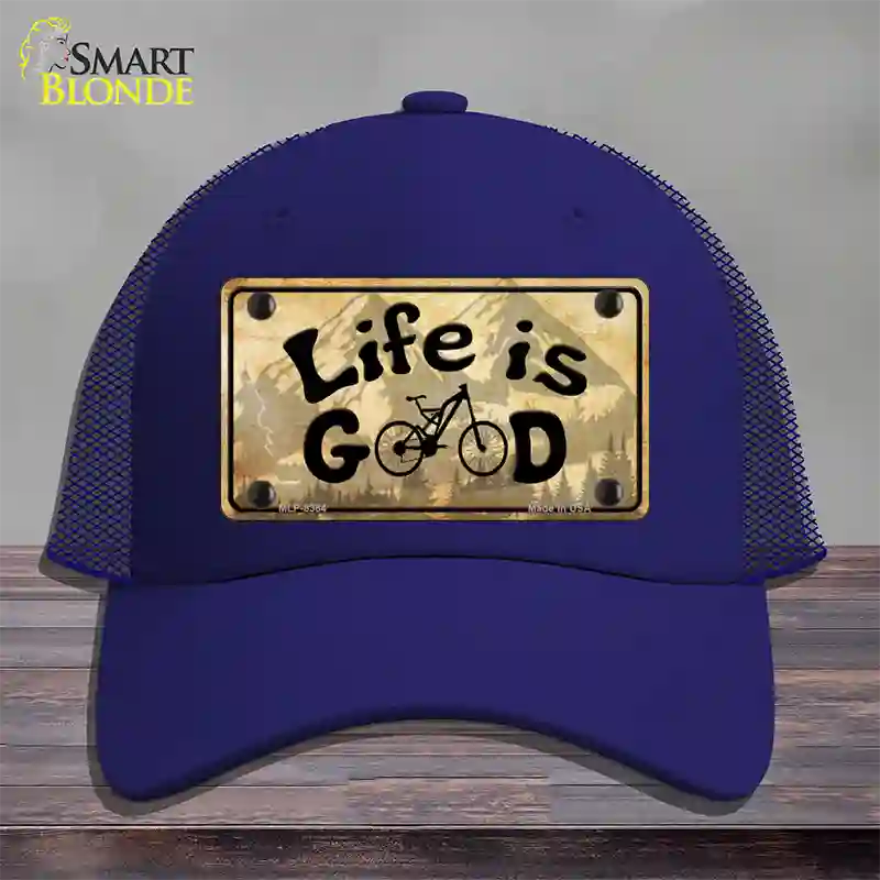 Life Is Good Novelty License Plate Hat Mesh / Royal Blue