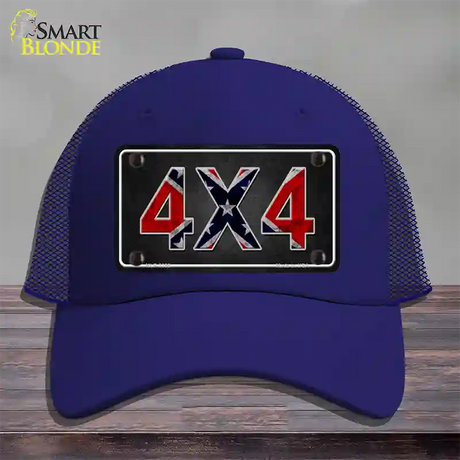 4x4 Confederate Novelty License Plate Hat Mesh / Royal Blue