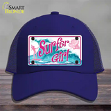 Surfer Girl Novelty License Plate Hat Mesh / Royal Blue