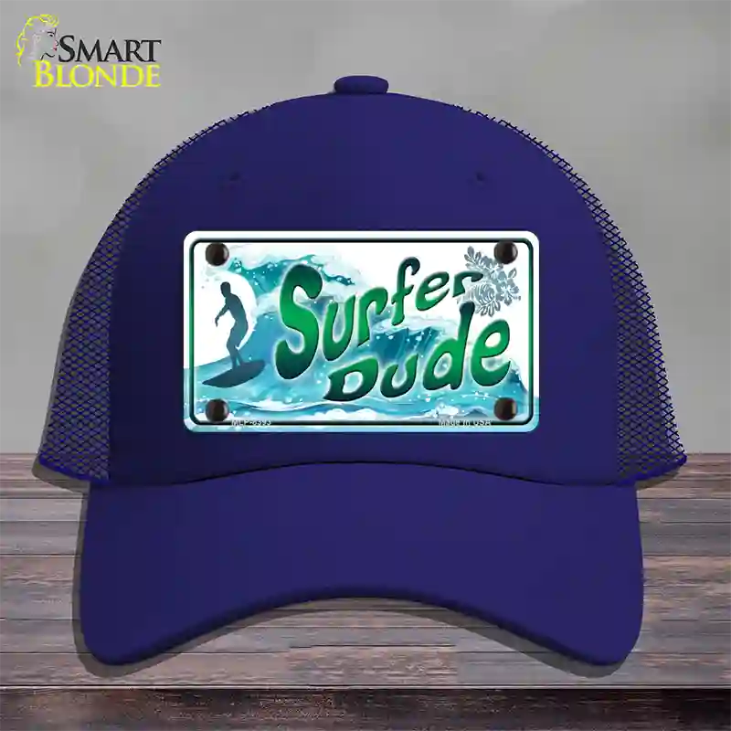 Surfer Dude Novelty License Plate Hat Mesh / Royal Blue