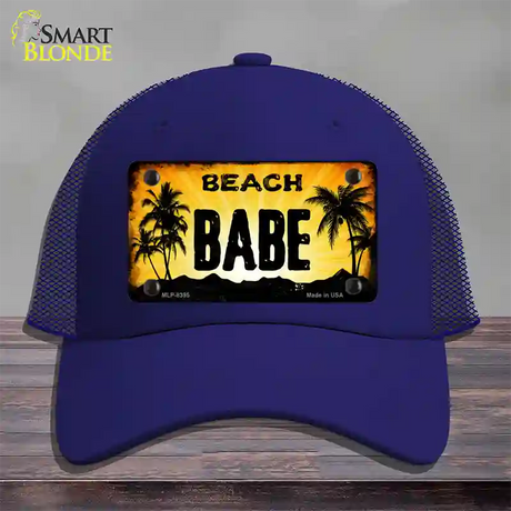 Beach Babe Novelty License Plate Hat Mesh / Royal Blue