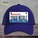 Space Needle Washington Novelty License Plate Hat Mesh / Royal Blue