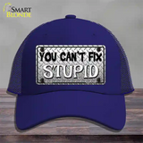 You Cant Fix Stupid Novelty License Plate Hat Mesh / Royal Blue