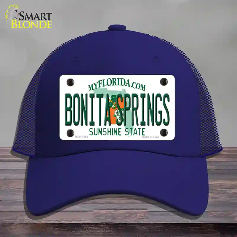 Bonita Springs Florida Novelty License Plate Hat Mesh / Royal Blue