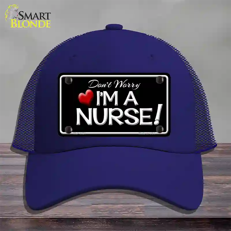 Im A Nurse Novelty License Plate Hat Mesh / Royal Blue