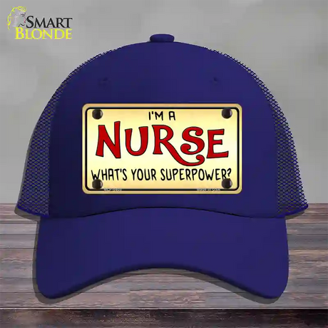 Im A Nurse Tan Novelty License Plate Hat Mesh / Royal Blue