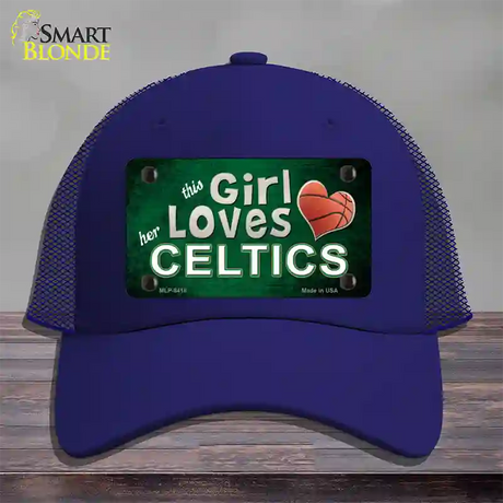 This Girl Loves Her Celtics Novelty License Plate Hat Mesh / Royal Blue