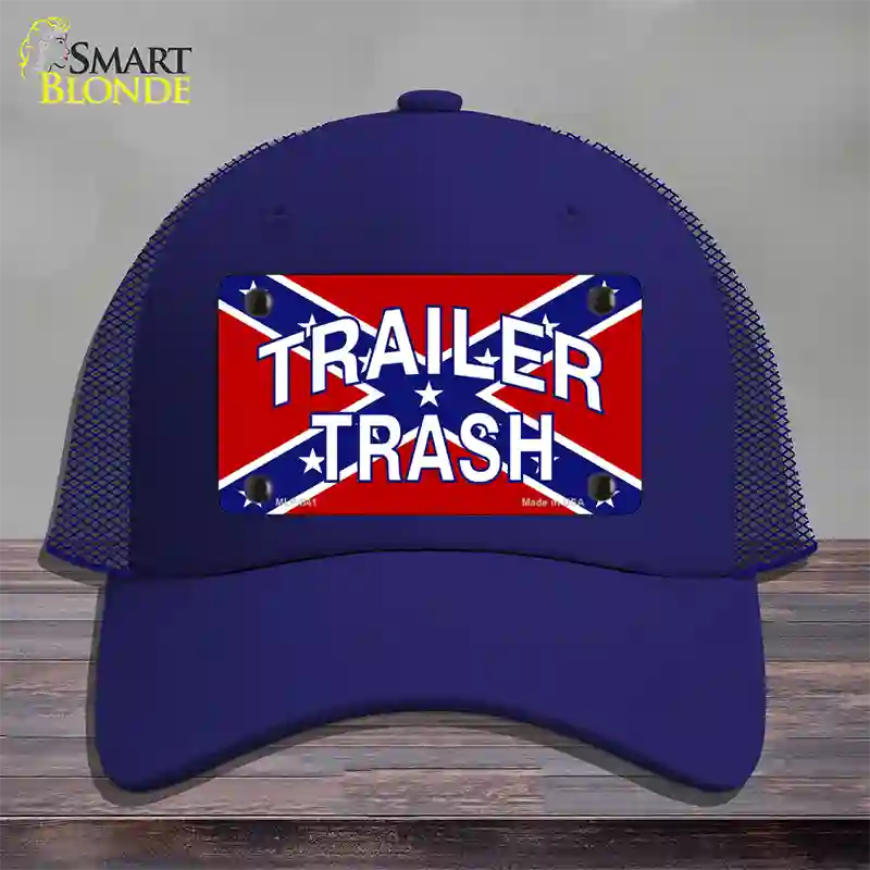 Trailer Trash Confederate Flag Novelty License Plate Hat Mesh / Royal Blue