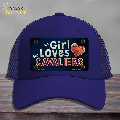 This Girl Loves Her Cavaliers Novelty License Plate Hat Mesh / Royal Blue