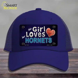 This Girl Loves Her Hornets Novelty License Plate Hat Mesh / Royal Blue