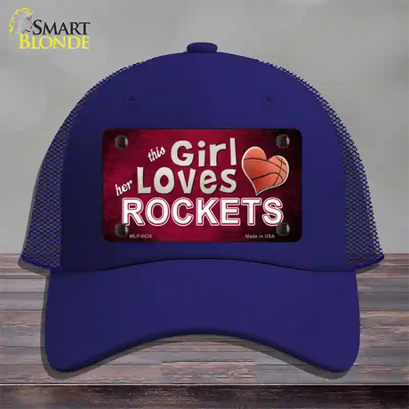 This Girl Loves Her Rockets Novelty License Plate Hat Mesh / Royal Blue