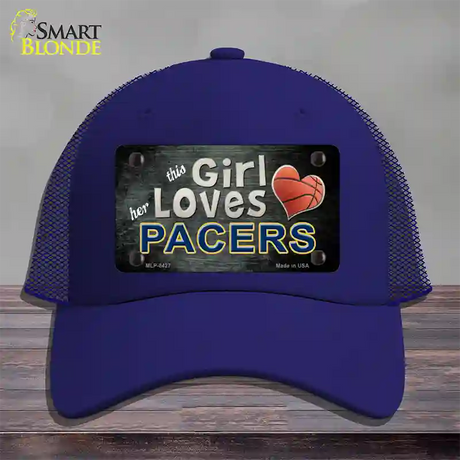 This Girl Loves Her Pacers Novelty License Plate Hat Mesh / Royal Blue