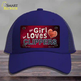 This Girl Loves Her Clippers Novelty License Plate Hat Mesh / Royal Blue