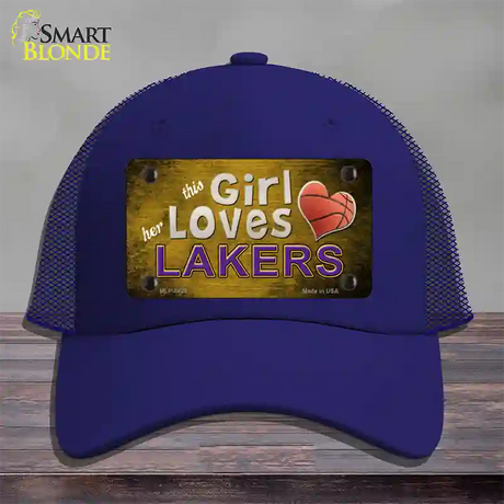 This Girl Loves Her Lakers Novelty License Plate Hat Mesh / Royal Blue