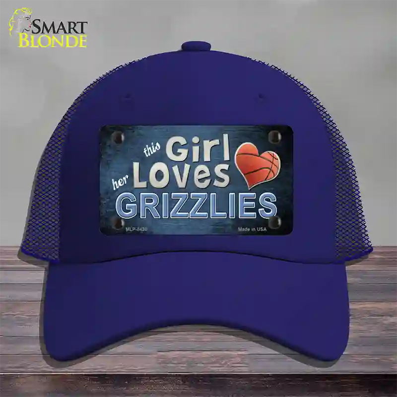 This Girl Loves Her Grizzlies Novelty License Plate Hat Mesh / Royal Blue