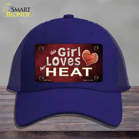 This Girl Loves Her Heat Novelty License Plate Hat Mesh / Royal Blue