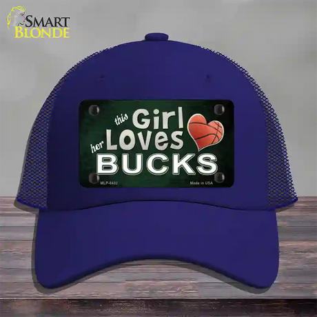 This Girl Loves Her Bucks Novelty License Plate Hat Mesh / Royal Blue