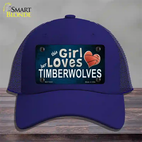 This Girl Loves Her Timberwolves Novelty License Plate Hat Mesh / Royal Blue