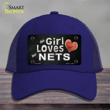 This Girl Loves Her Nets Novelty License Plate Hat Mesh / Royal Blue