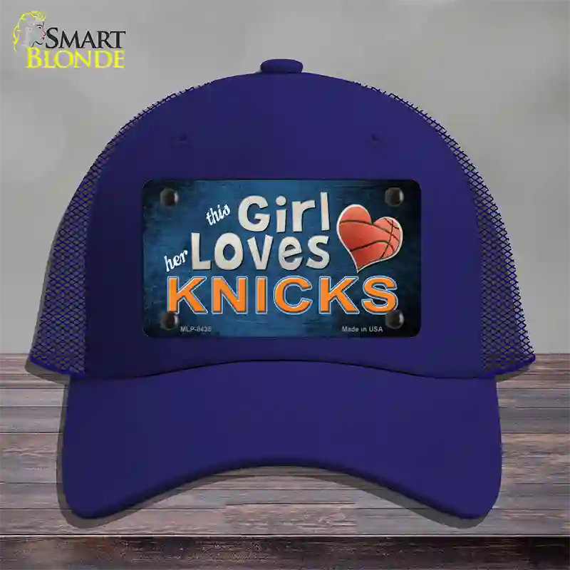 This Girl Loves Her Knicks Novelty License Plate Hat Mesh / Royal Blue