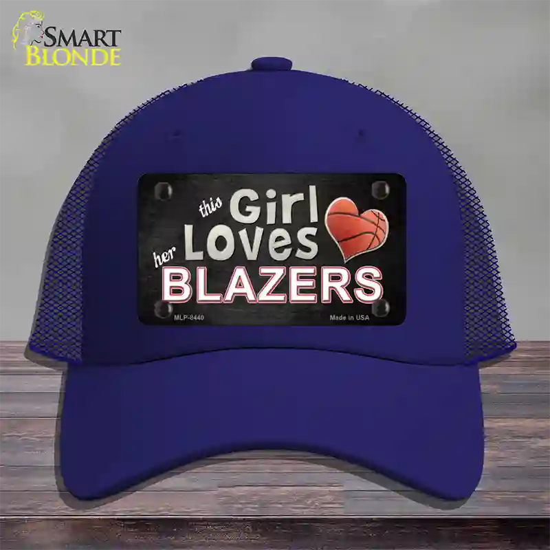 This Girl Loves Her Blazers Novelty License Plate Hat Mesh / Royal Blue