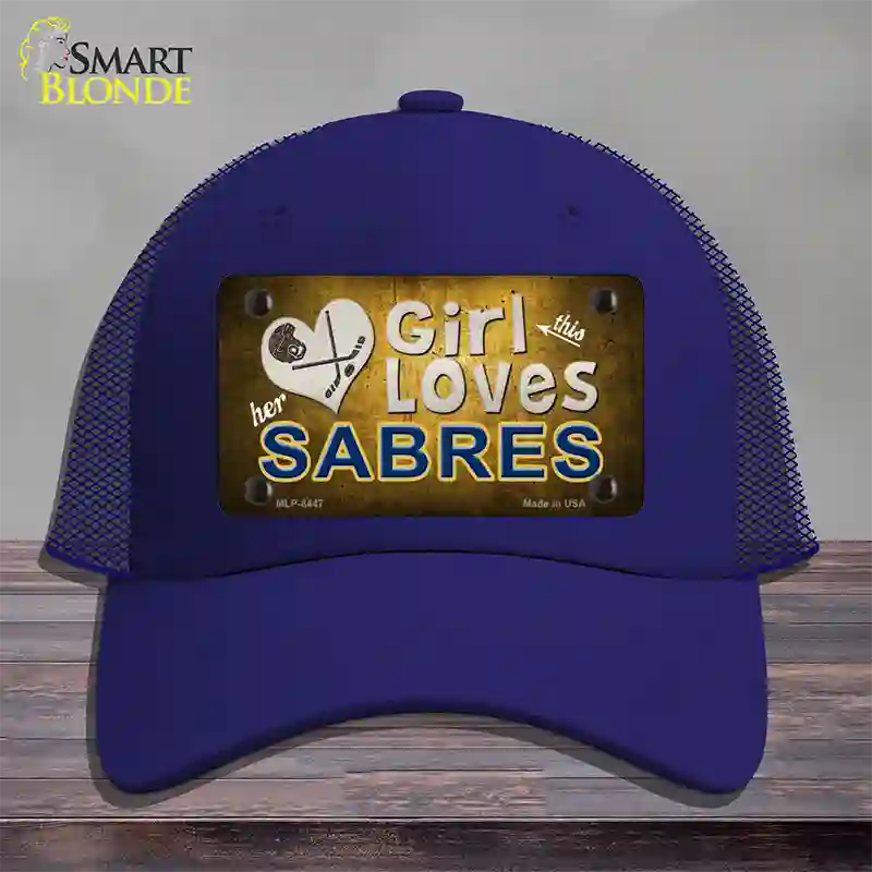 This Girl Loves Her Sabres Novelty License Plate Hat Mesh / Royal Blue