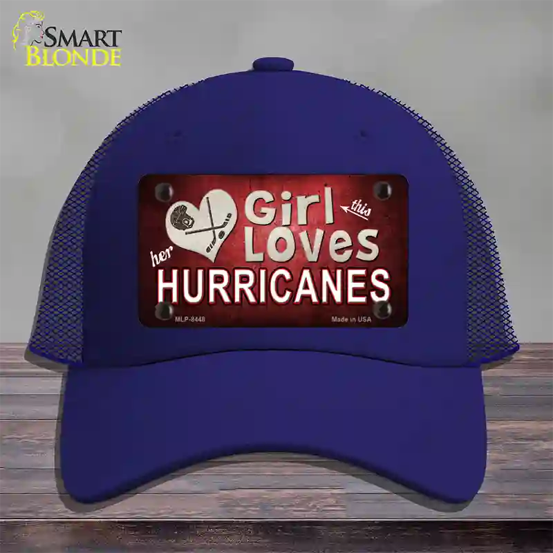 This Girl Loves Her Hurricanes Novelty License Plate Hat Mesh / Royal Blue