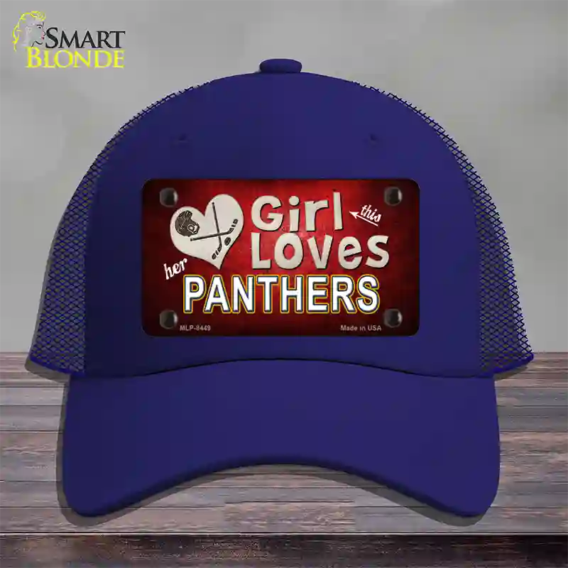 This Girl Loves Her Panthers Hockey Novelty License Plate Hat Mesh / Royal Blue