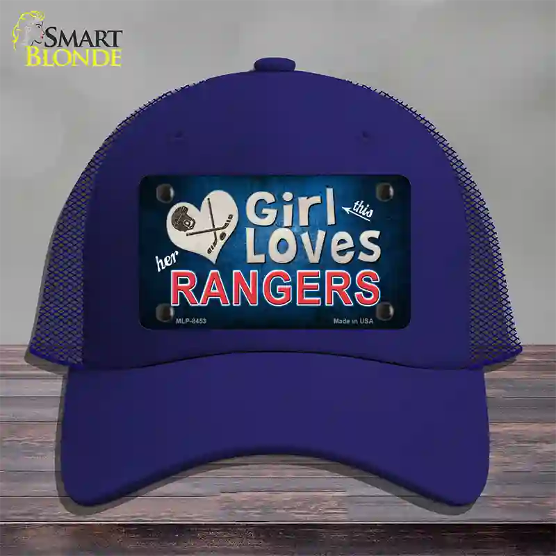 This Girl Loves Her Rangers Blue Novelty License Plate Hat Mesh / Royal Blue