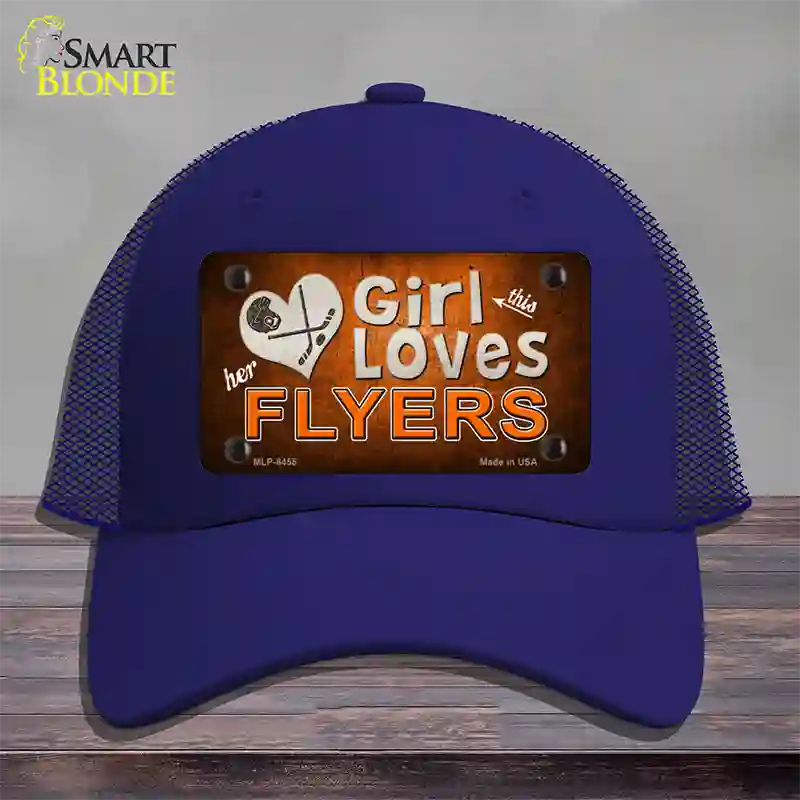 This Girl Loves Her Flyers Novelty License Plate Hat Mesh / Royal Blue