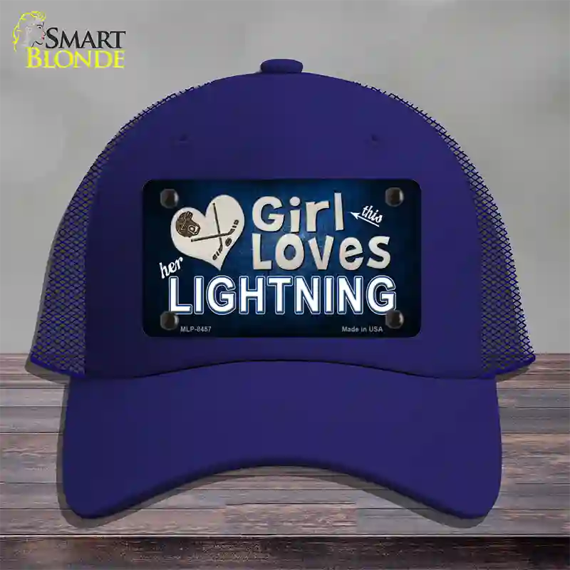 This Girl Loves Her Lightning Novelty License Plate Hat Mesh / Royal Blue