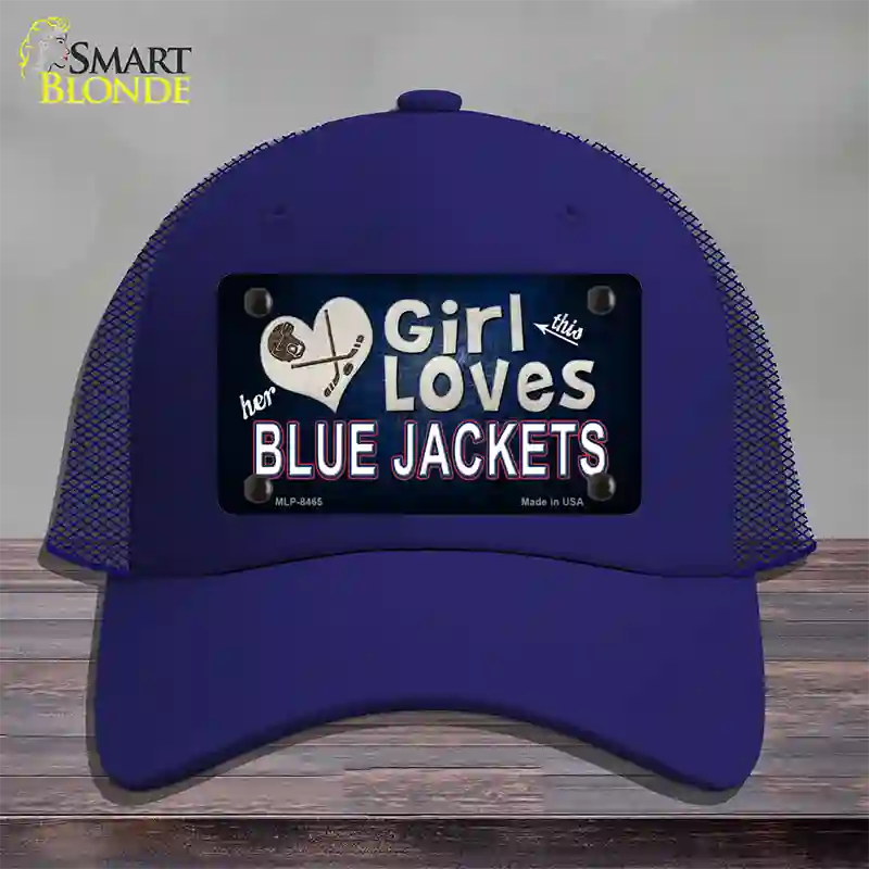 This Girl Loves Her Blue Jackets Novelty License Plate Hat Mesh / Royal Blue